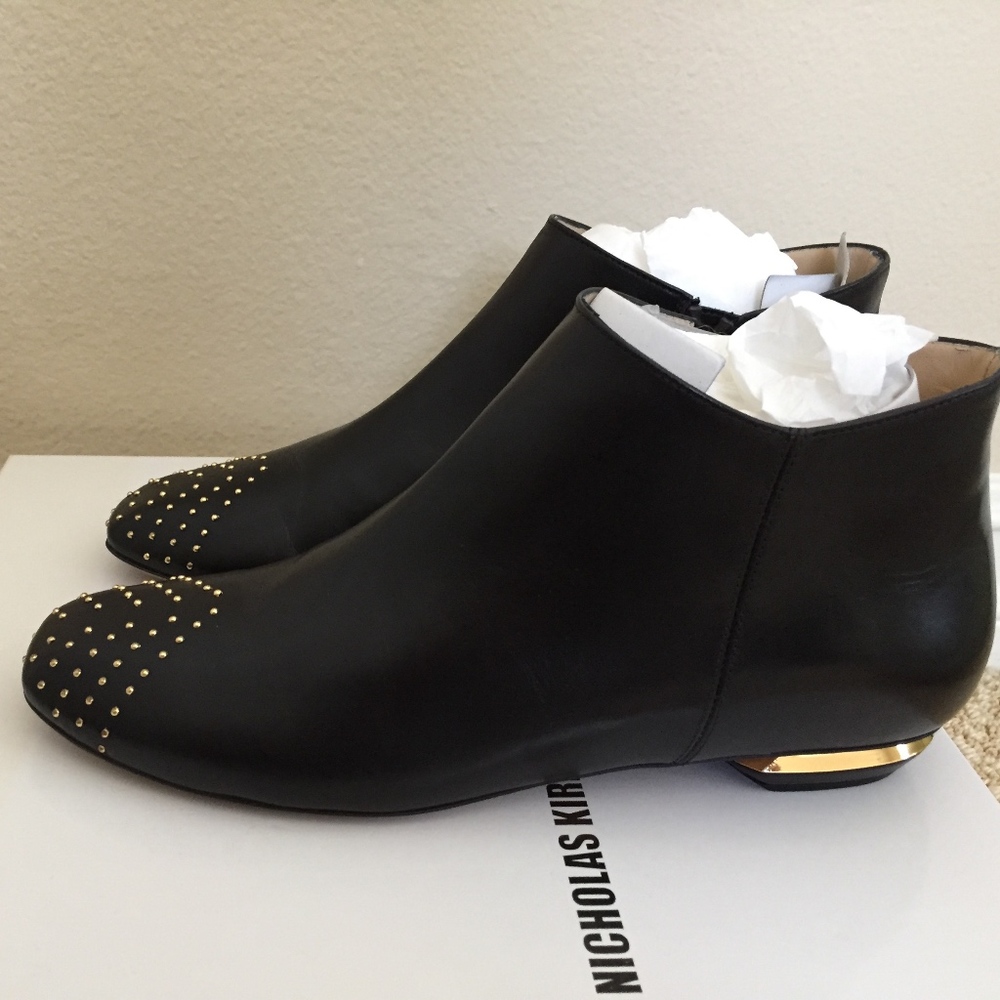 Nicholas Kirkwood Black Studded Leather Ankle Boot